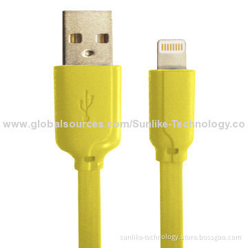 Flat Lightning Cable with MFi, Yellow Color, New Design